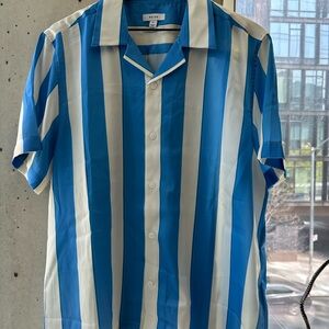 Reiss Blue and White Striped Men's Shirt - size XL